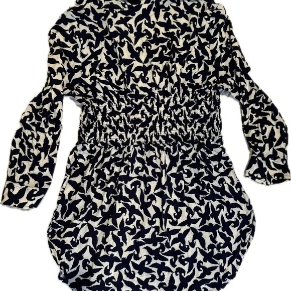 Maeve Navy Blue and White Bird Patterned Blouse Sz Small - Picture 8 of 8